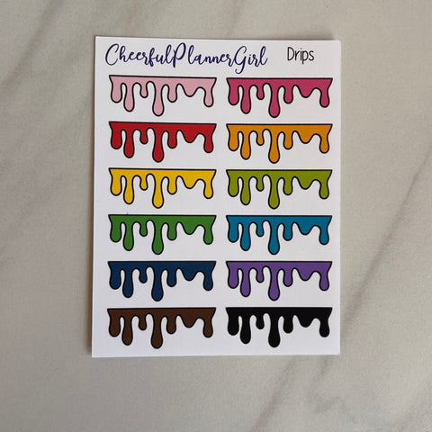 Colorful Drips Planner Stickers