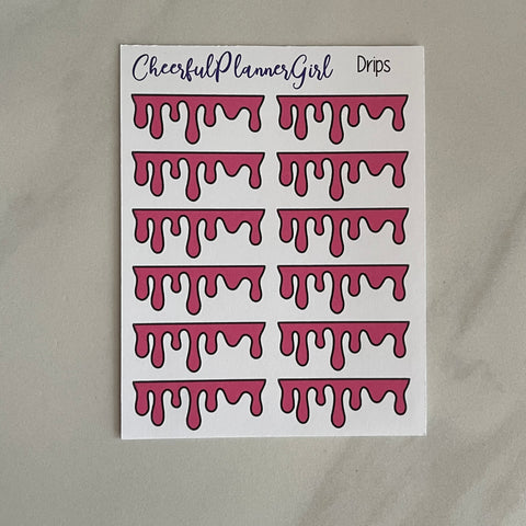 Pink Drips Planner Stickers