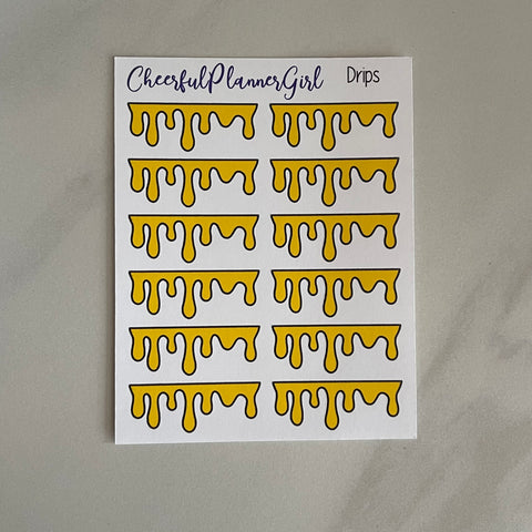 Yellow Drips Planner Stickers