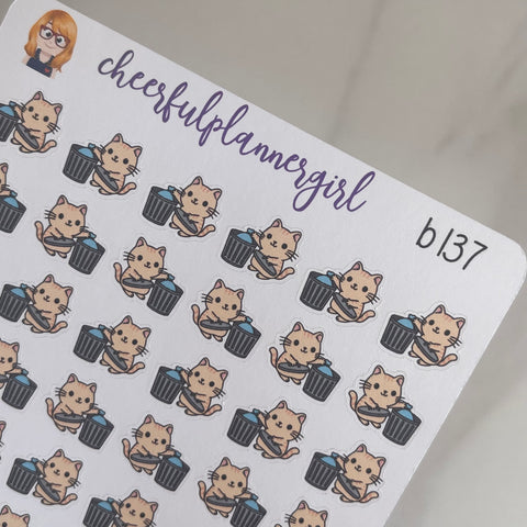 Cat Trash Day Planner Stickers