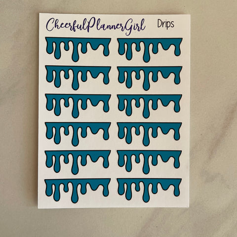 Teal Drips Planner Stickers