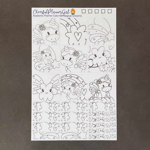 Color Me Magical Unicorns for Academic Planner Weekly Layout