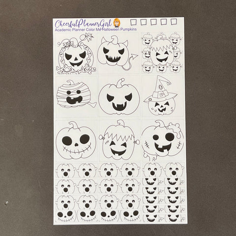 Color Me Halloween Pumpkins for Academic Planner Weekly Layout