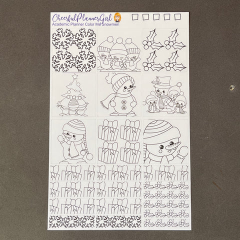 Color Me Snowmen for Academic Planner Weekly Layout Christmas
