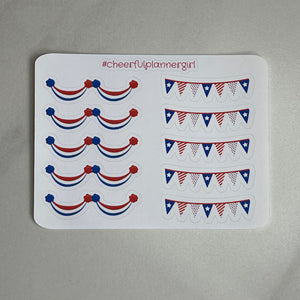 July 4th Bunting and Banners Headers Deco Sampler Sticker Sheet