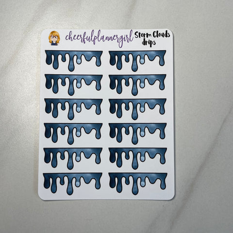 Storm Clouds Drips Planner Stickers