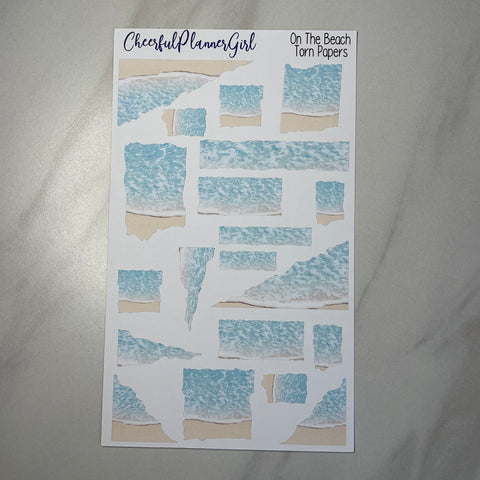 On The Beach Torn Papers Planner Stickers