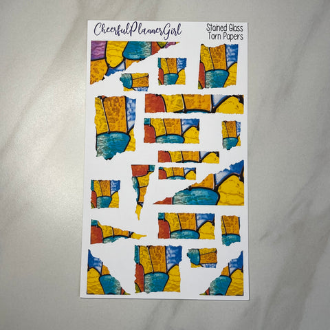 Stained Glass Torn Papers Planner Stickers