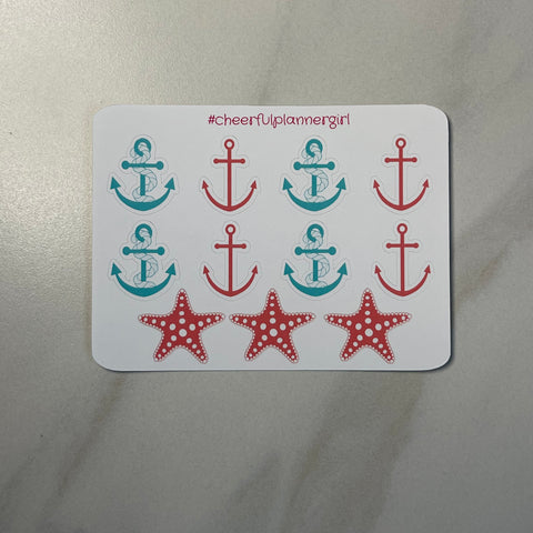Anchors and Starfish Deco Sampler Sticker Sheet
