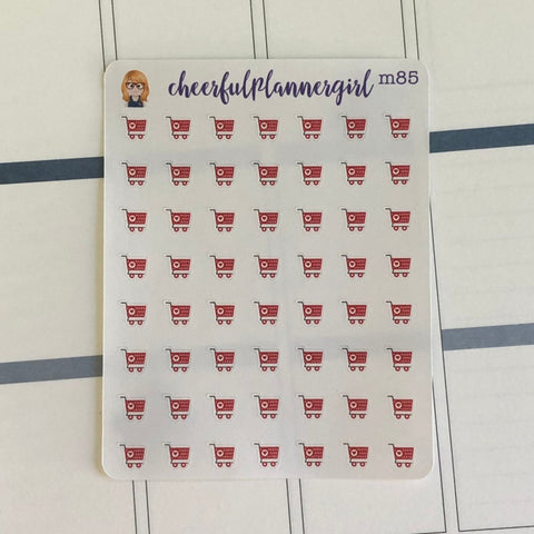 Red Shopping Carts Mini Stickers