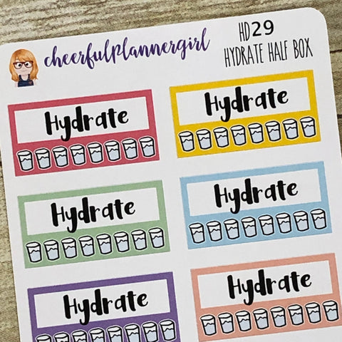 Hand Drawn Hydrate Half Box Checklist Planner Stickers