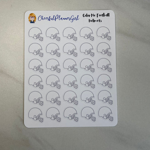 Color Me Football Helmets Planner Stickers