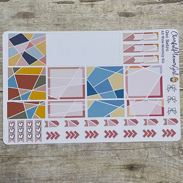 Geo Retro Monthly Layout Kit for A5 Wide Planners