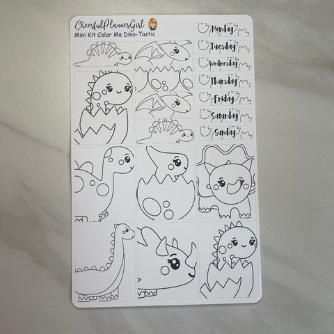 Color Me Dino-Tastic Mini Kit Weekly Layout Planner Stickers