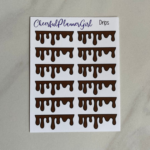Brown Drips Planner Stickers