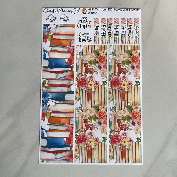 Books and Flowers AFB Vertical Kit Weekly Layout Planner Stickers