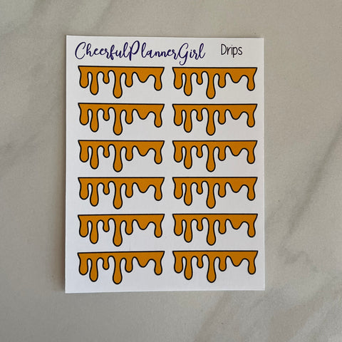 Orange Drips Planner Stickers