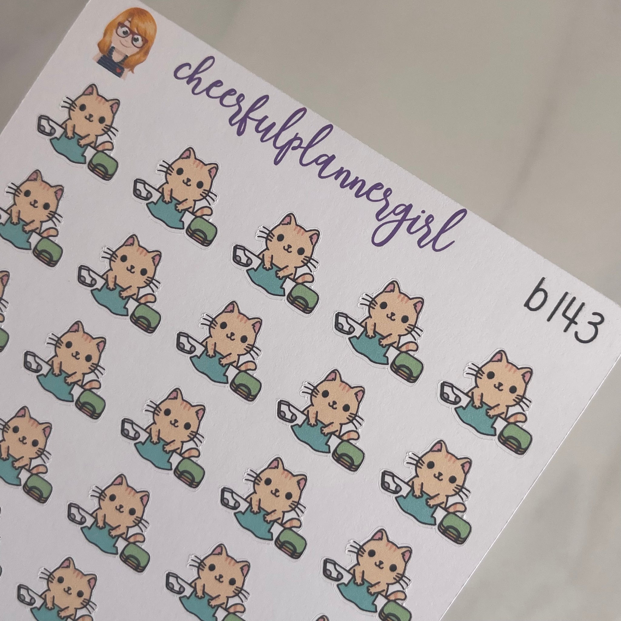 Cat Folding Laundry Planner Stickers