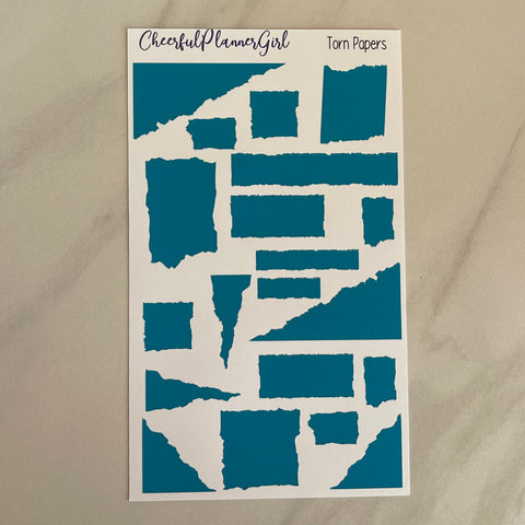 Teal Torn Papers Planner Stickers