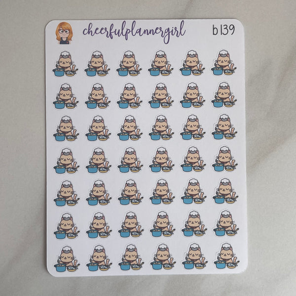 Cat Cooking Dinner Planner Stickers