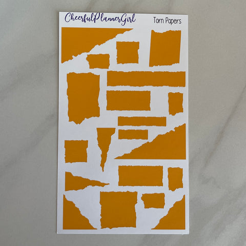 Orange Torn Papers Planner Stickers