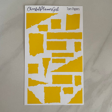 Yellow Torn Papers Planner Stickers