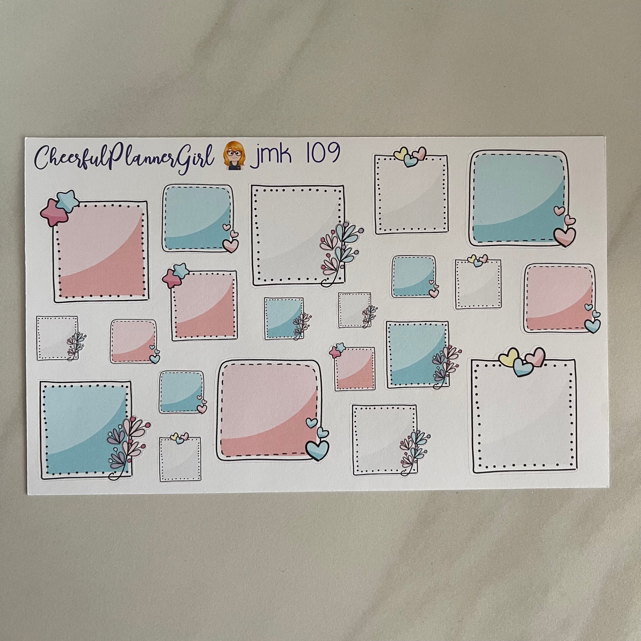Pastel Doodle Boxes for Journal Memory Keeping Planner Stickers