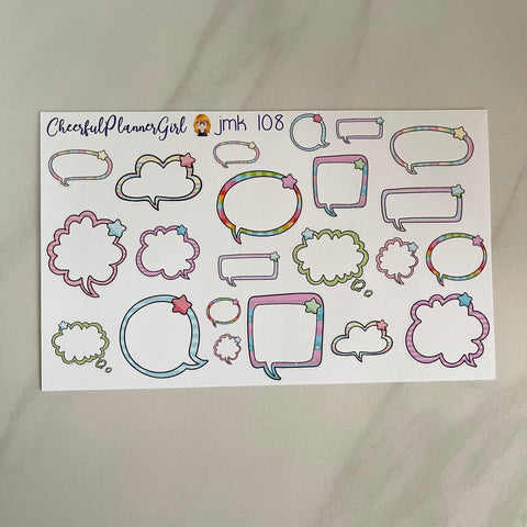Speech Bubbles for Journal Memory Keeping Planner Stickers
