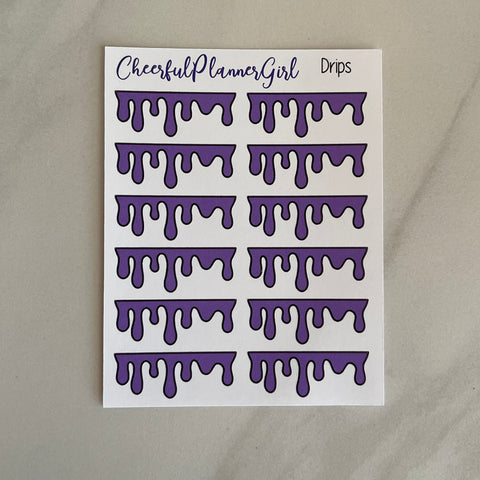 Purple Drips Planner Stickers