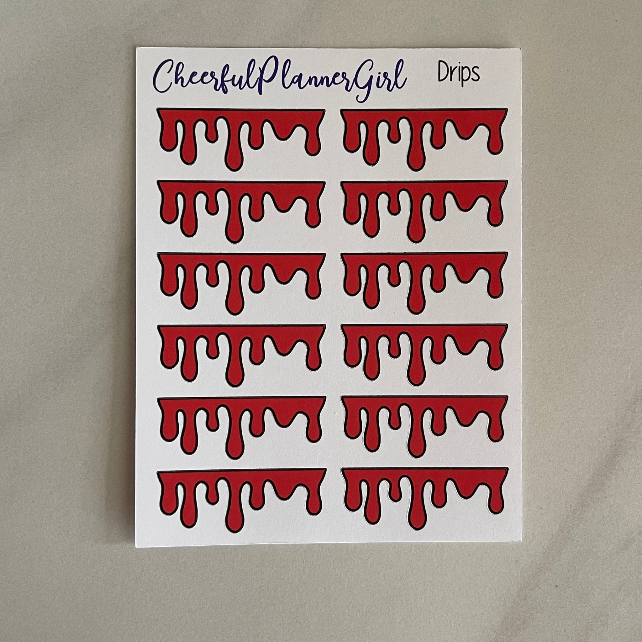 Red Drips Planner Stickers