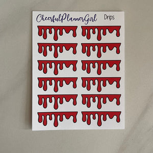 Red Drips Planner Stickers