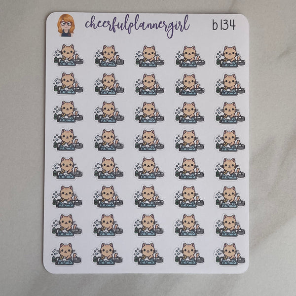 Cat Washing Dishes Planner Stickers