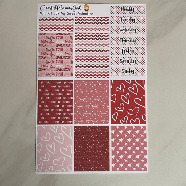 My Sweet Valentine Mini Kit Weekly Layout Planner Stickers