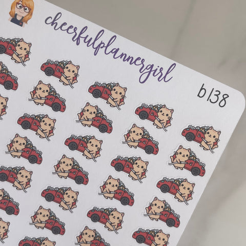 Cat Washing Car Planner Stickers