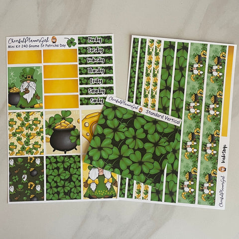 Gnome St Patricks Day Mini Kit Weekly Layout Planner Stickers
