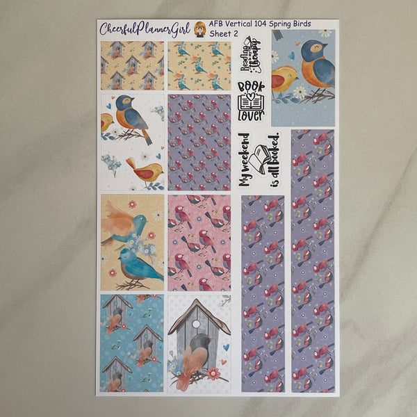 Spring Birds AFB Vertical Kit Weekly Layout Planner Stickers