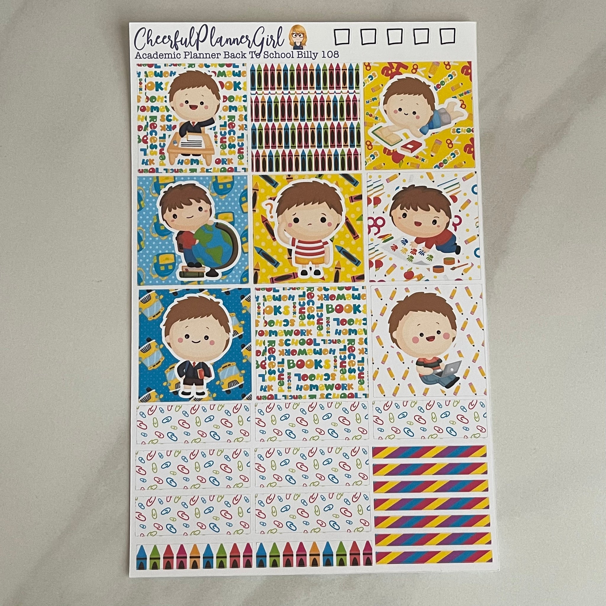 Back to School with Billy for Academic Planner Weekly Layout