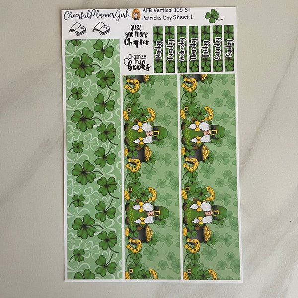 Gnome St Patricks Day AFB Vertical Kit Weekly Layout Planner Stickers