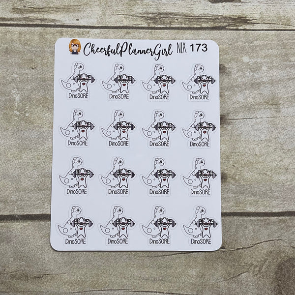 Nixie DinoSORE Planner Stickers Gym Day Workout Fitness Health
