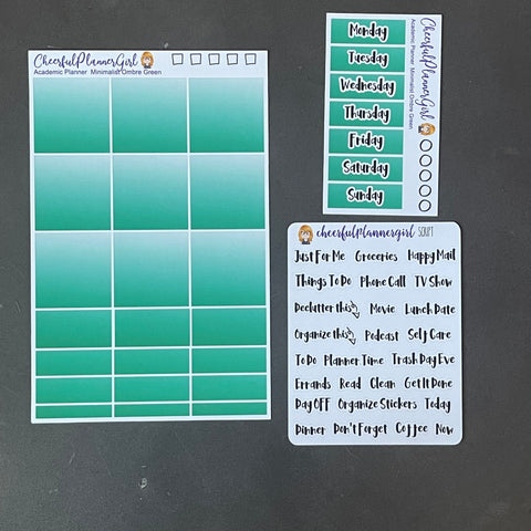 Minimalist Ombre Green for the Academic Planner Weekly Layout