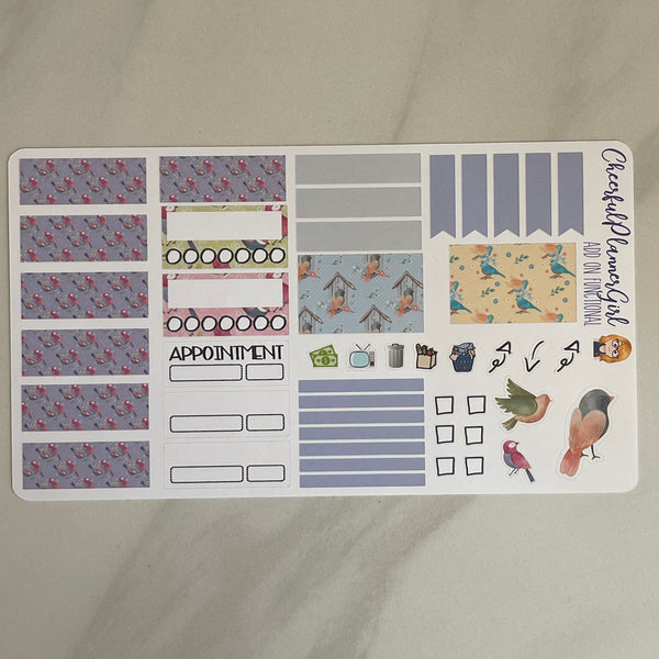 Spring Birds Standard Vertical Full Kit Weekly Layout Planner Stickers