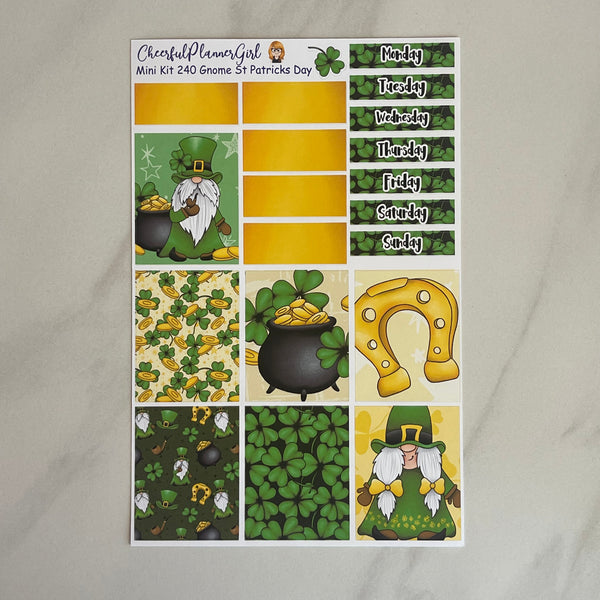 Gnome St Patricks Day Mini Kit Weekly Layout Planner Stickers