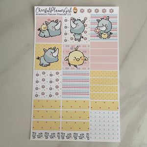 Friends Rhino and Chick for Academic Planner Weekly Layout