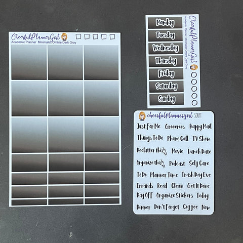 Minimalist Ombre Dark Grey for the Academic Planner Weekly Layout