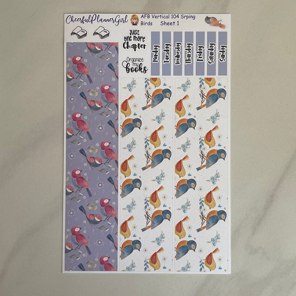 Spring Birds AFB Vertical Kit Weekly Layout Planner Stickers