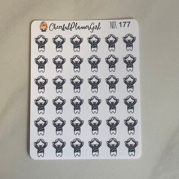 Nixie Wearing Zebra Striped Shirt for Rare Diseases Planner Stickers