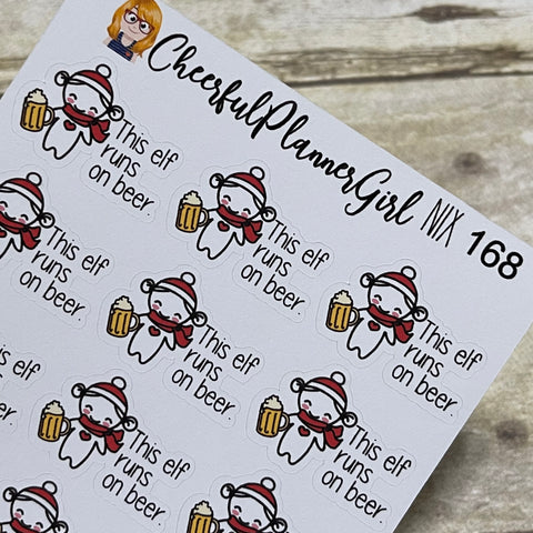 Nixie This Elf Runs On Beer Planner Stickers Christmas