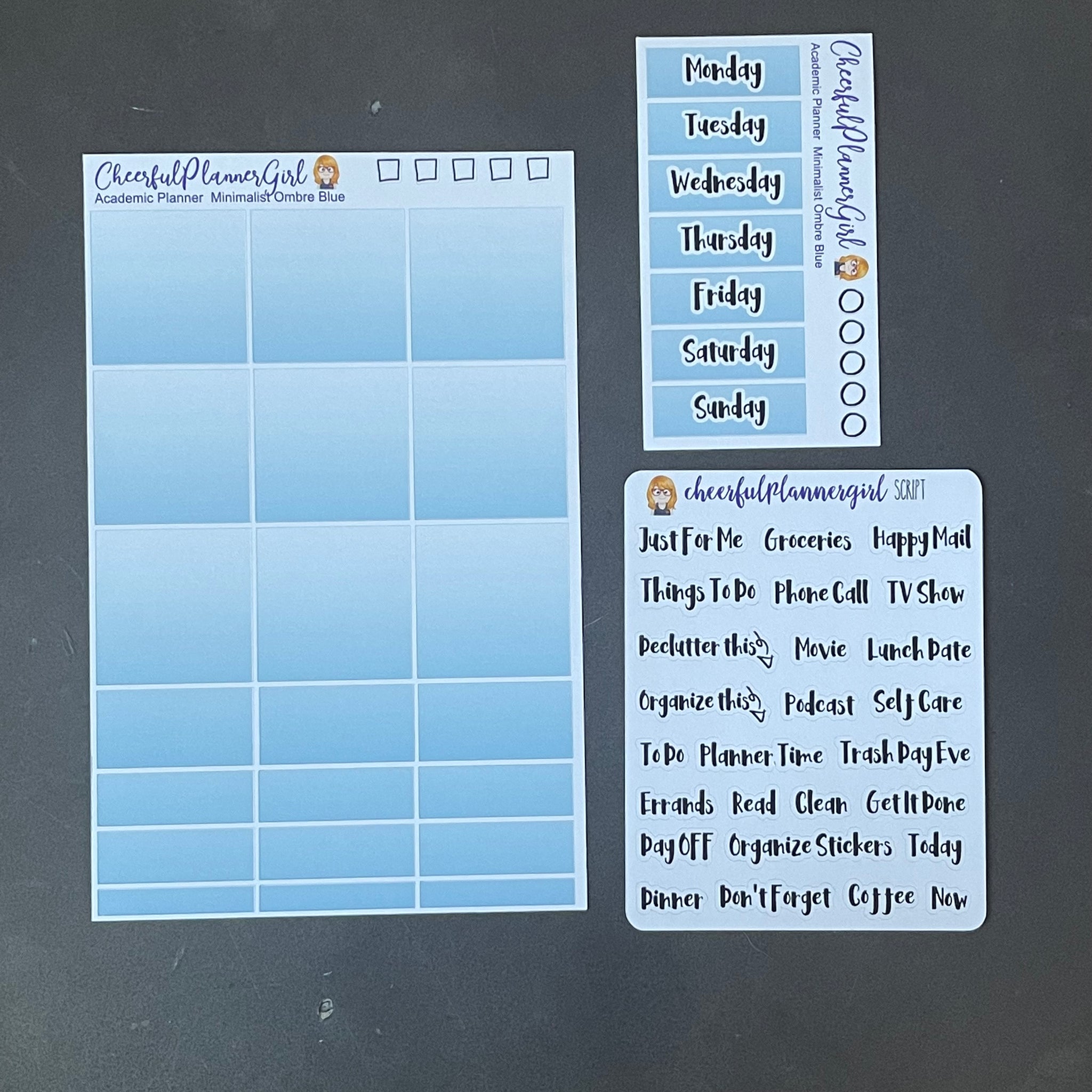Minimalist Ombre Blue for the Academic Planner Weekly Layout