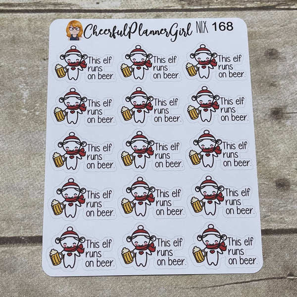 Nixie This Elf Runs On Beer Planner Stickers Christmas