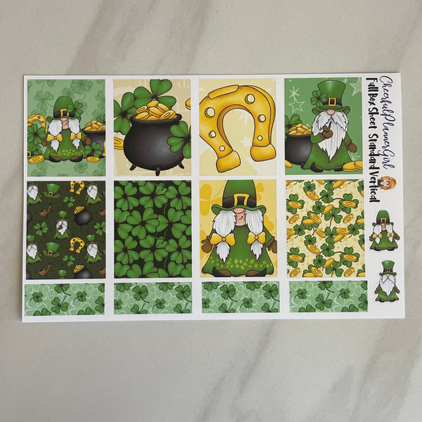 Gnome St Patricks Day Standard Vertical Full Kit Weekly Layout Planner Stickers
